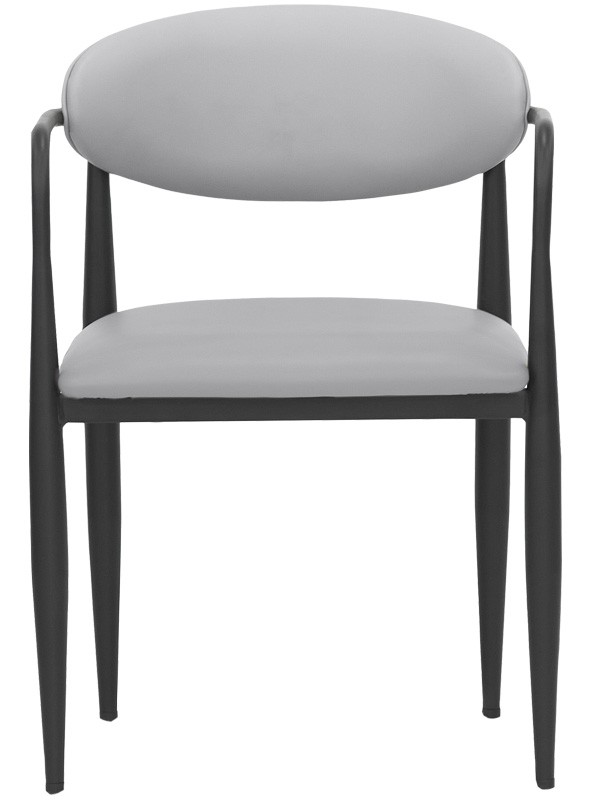 Silla de metal pintado, asiento y respaldo acolchados, tapizado en polipiel