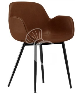 Silla en metal pintado, carcasa acolchada y tapizado en ecopiel