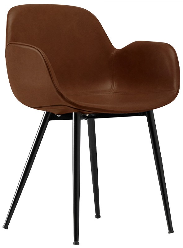 Silla en metal pintado, carcasa acolchada y tapizado en ecopiel