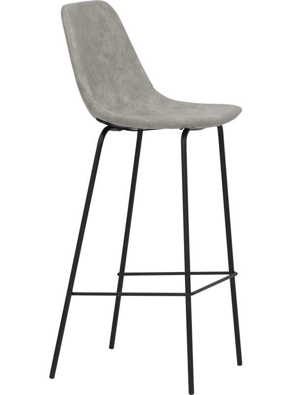 Taburete con estructura de metal pintado y carcasa acolchada en polipiel