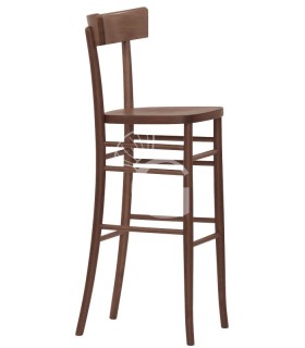 Taburete con estructura, asiento y respaldo en madera de haya