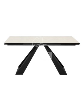 Mesa en metal pintado, sobre extensible en cristal y melamina antirrayaduras