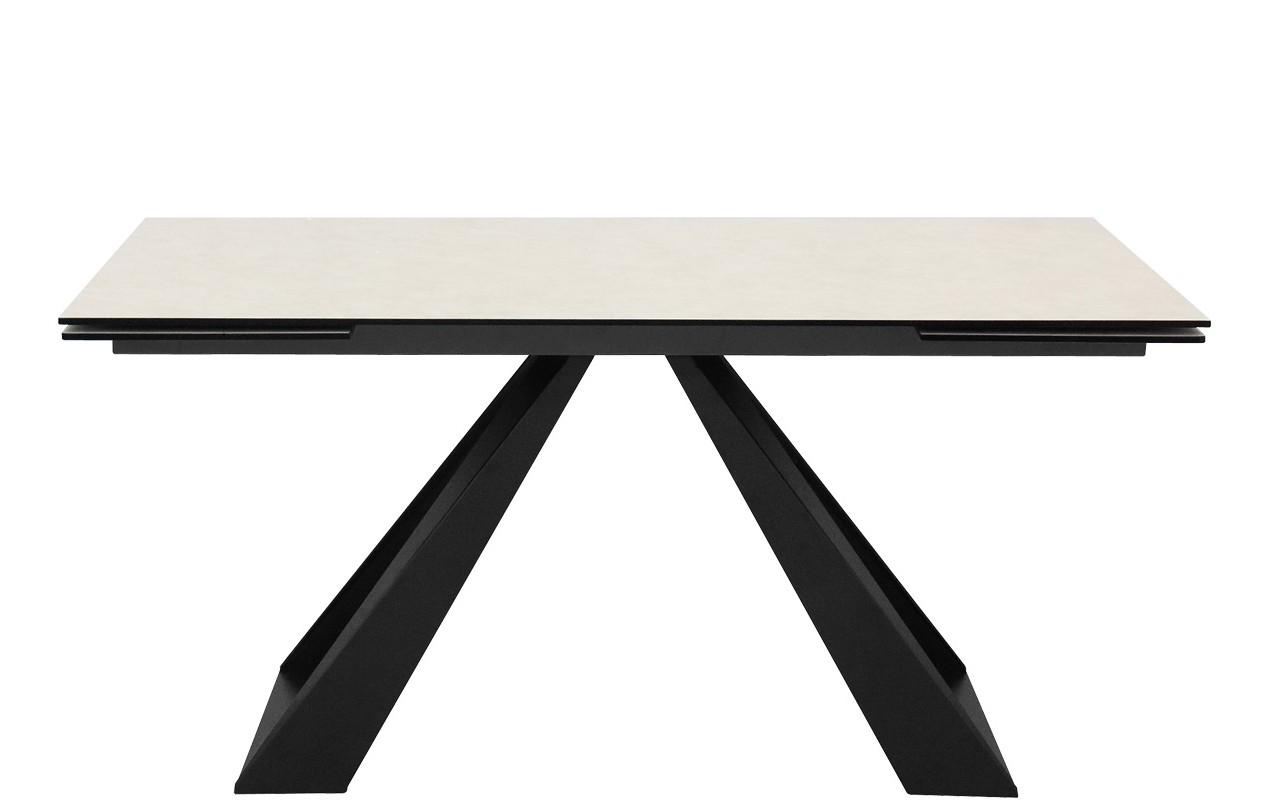 Mesa en metal pintado, sobre extensible en cristal y melamina antirrayaduras
