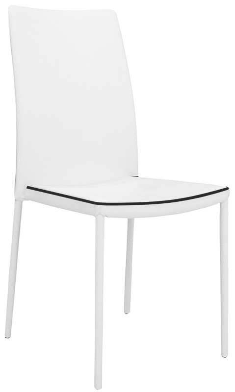 Silla con estructura de metal pintado, asiento y respaldo acolchados, revestimiento en ecopiel