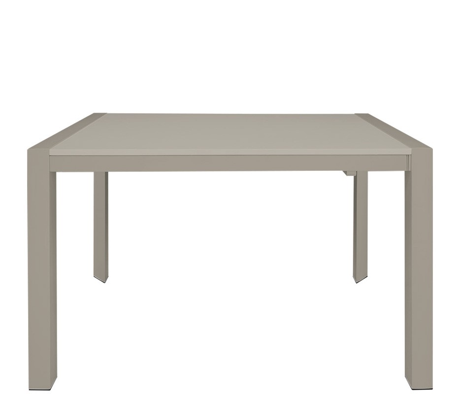 Mesa con estructura de metal pintado y tablero extensible en MDF lacado