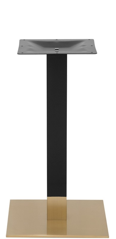 Base de acero inoxidable, con columna en tubo negro y base en latón satinado, patas regulables - altura 720 mm
