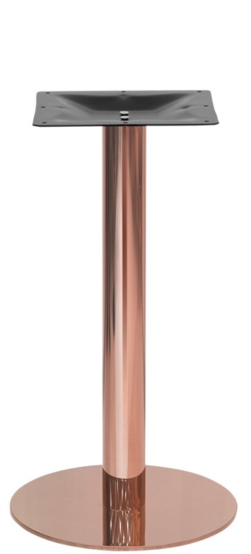 Base circular de acero inoxidable en color cobre satinado, con pies regulables – altura 720 mm