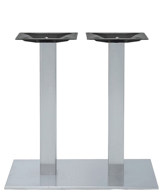 Base doble de acero inoxidable satinado, con patas regulables, altura 73 cm