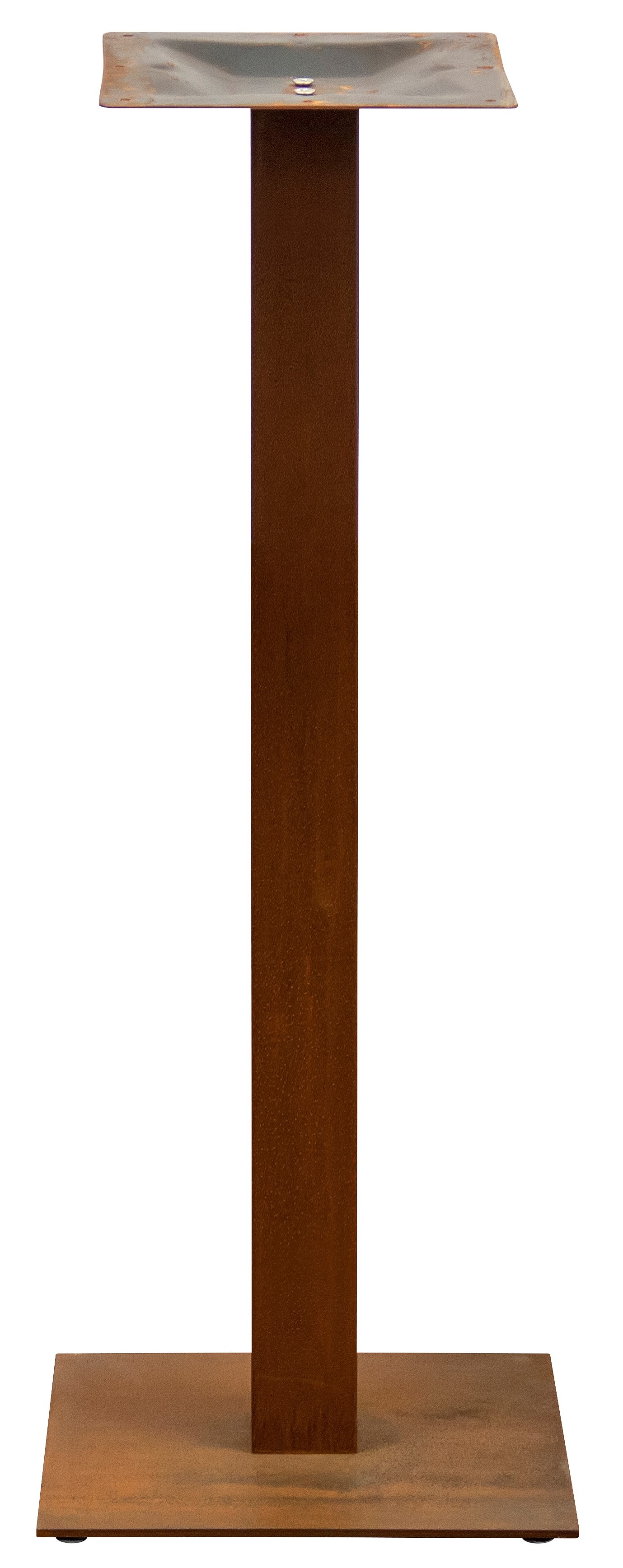 Base de acero efecto óxido, con patas regulables, altura 1100 mm