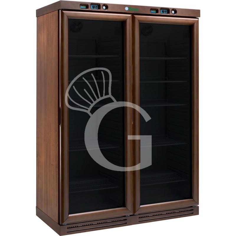 Vinoteca de madera  estática, capacidad de 340 LT + 340 LT,  T +2°C/+8°C y 6+2 estantes