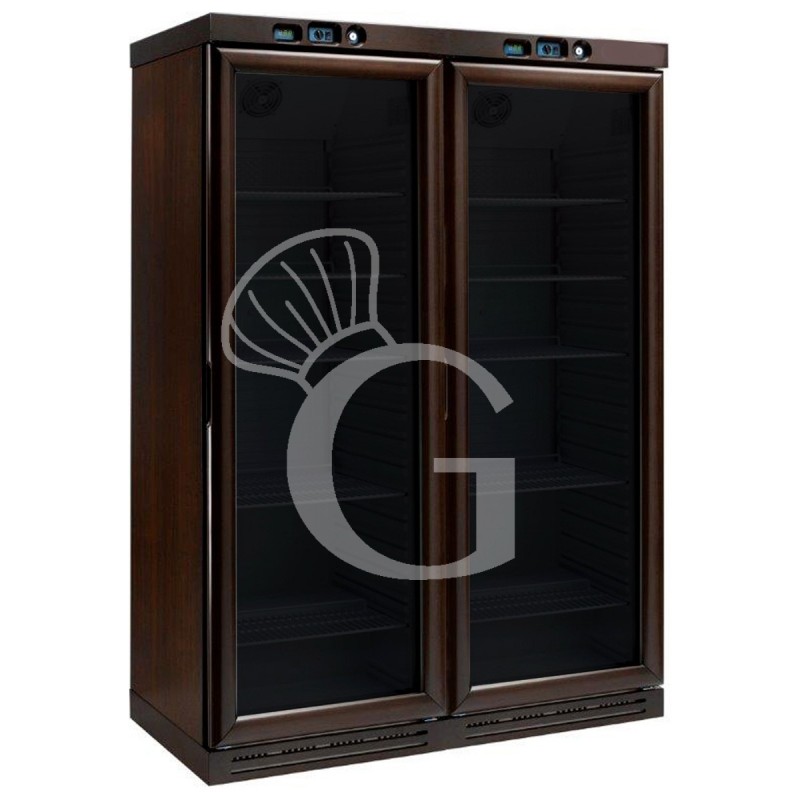 Vinoteca de madera con refrigeración estática, de 340 LT + 340 LT, T regulable  +2°C/+8°C y 6+2 estantes