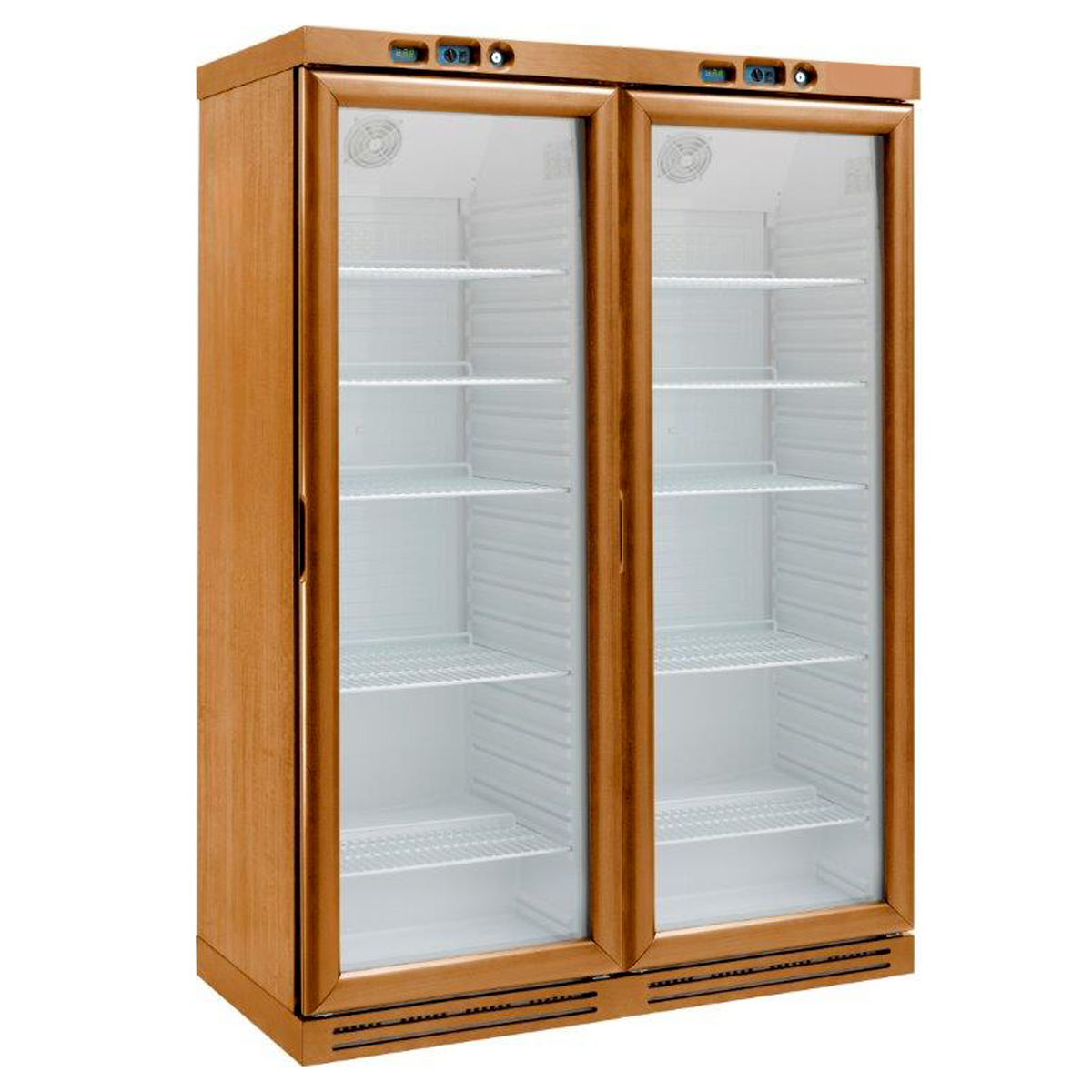 Vinoteca de madera estática doble temperatura 340 LT + 340 LT,  temperatura regulable  +2°C/+8°C y -18ºC/-22ºC