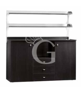 Mueble alto de servicio doble compuesto por 2 puertas, 3 cajones, compartimento interior y 2 estantes