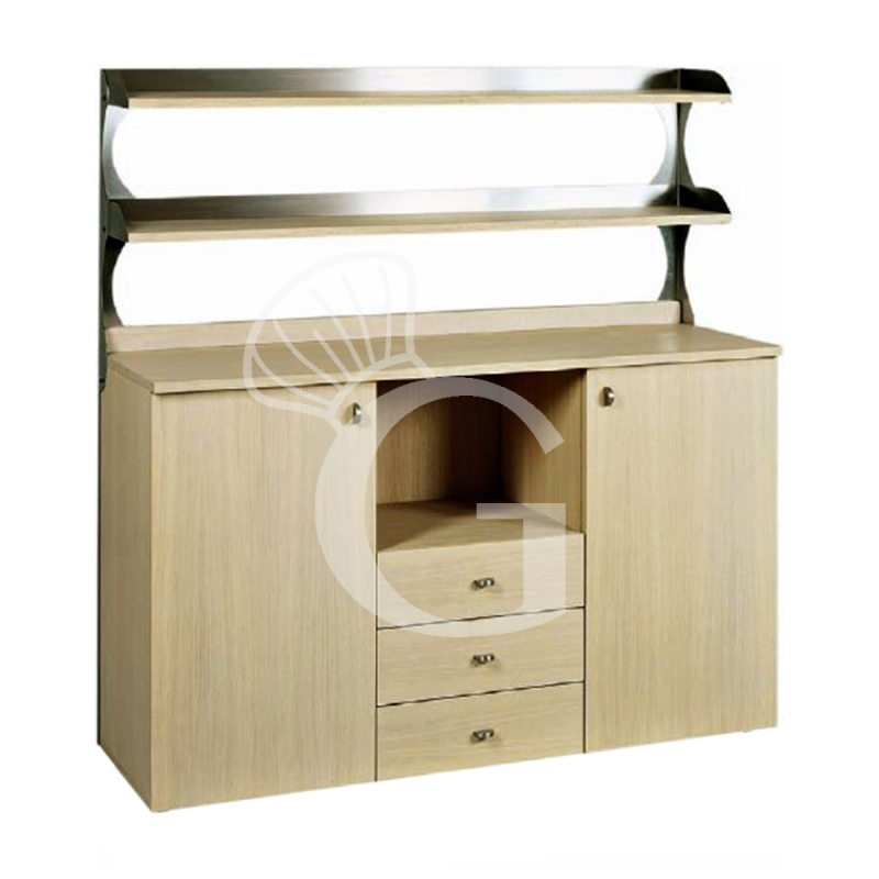 Mueble alto de servicio doble compuesto por 2 puertas, 3 cajones, compartimento interior y 2 estantes