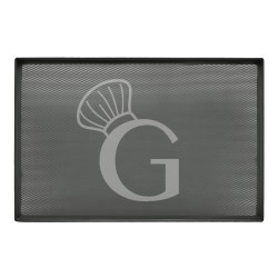 Bandeja microperforada teflonada de aluminio con dimensiones L 600 mm x P 400 mm x H 20 mm - tamaño de los orificios aprox. 1 mm