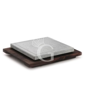 Piedra esteatita rectangular base de haya,  L 250 x P 400 mm.