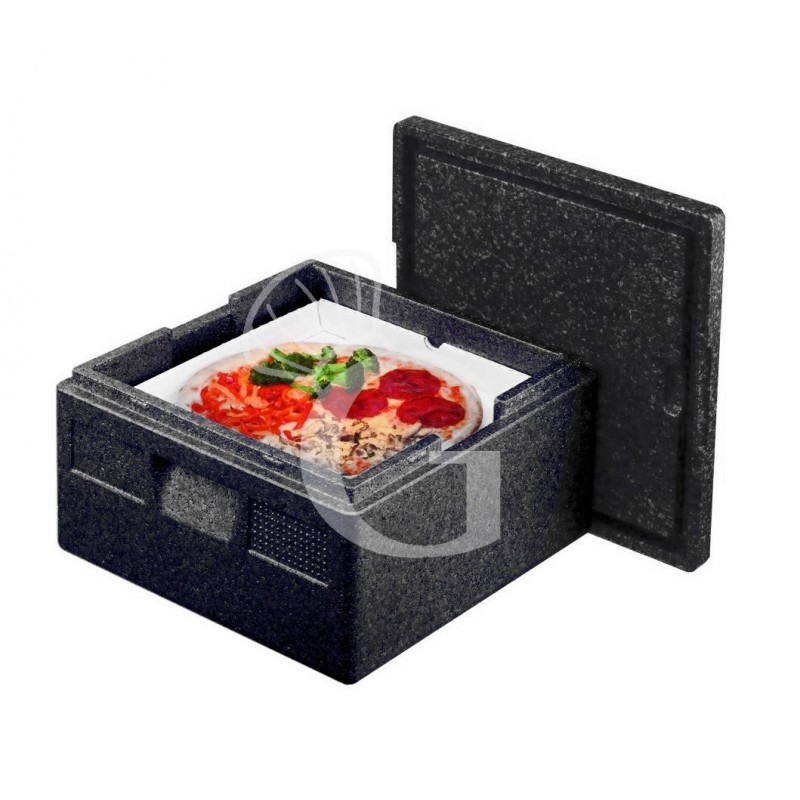 Contenedor isotérmico para pizzas 350x350 mm en polipropileno 21 litros  L410 mm x P 410 mm x H 240 mm