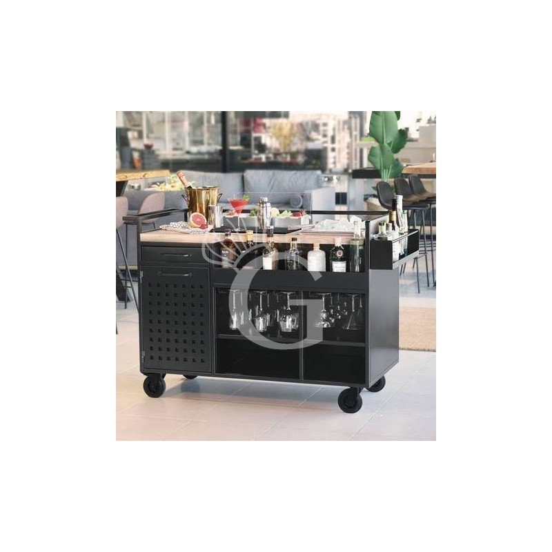 Carro coctelero de acero inoxidable pintado, 4 ruedas, L 1325 mm x P 630 mm x H 985 mm