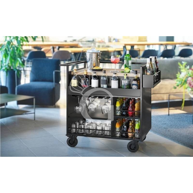 Carro coctelero de acero inoxidable pintado, 4 ruedas, L 915 mm x P 630 mm x H 980 mm