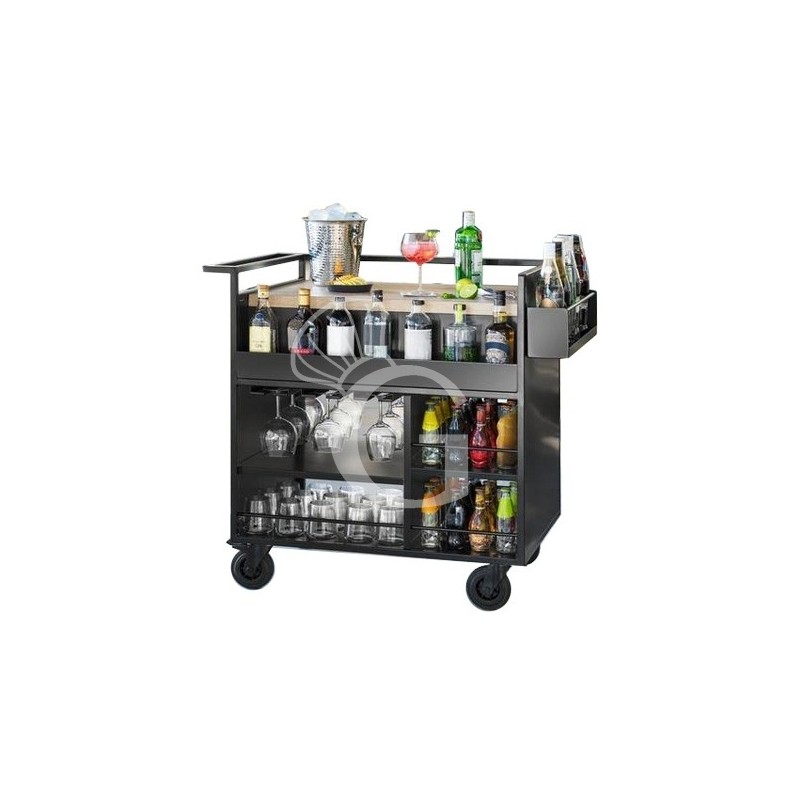 Carro coctelero de acero inoxidable pintado, 4 ruedas, L 915 mm x P 630 mm x H 980 mm