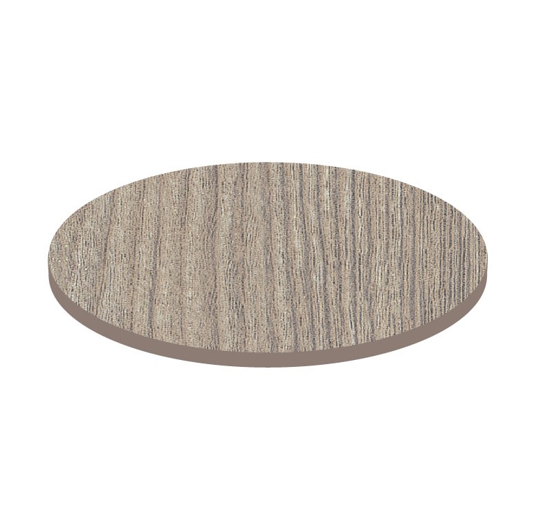Tablero redondo en HPL estratificado Grey Wood, Ø 600 mm, grosor 10 mm