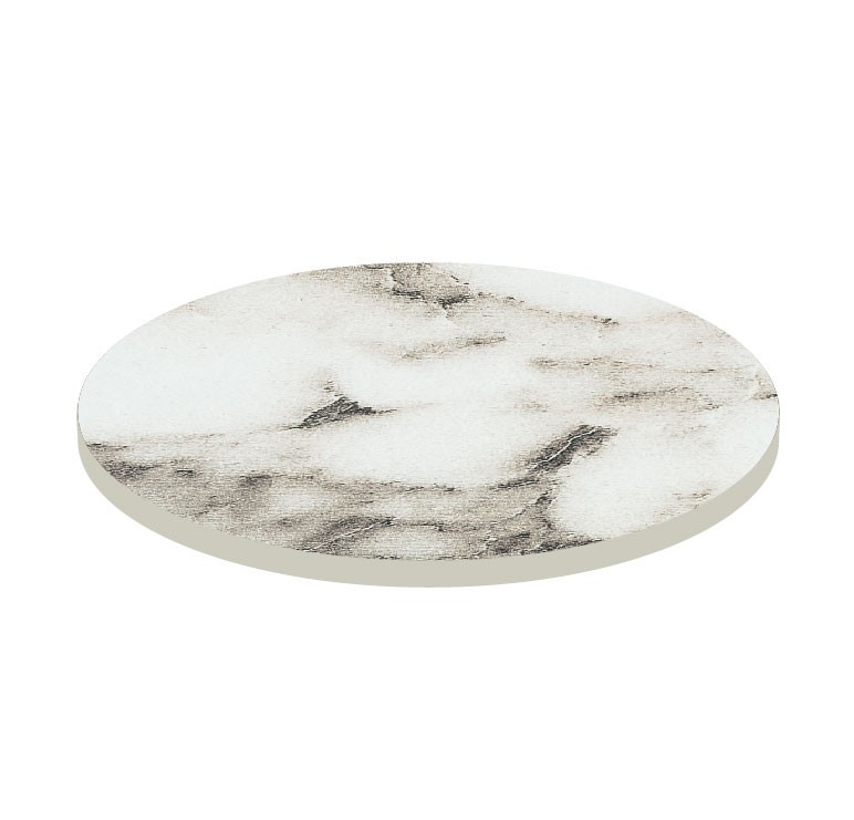 Tablero redondo en HPL estratificado Karara White, Ø 600 mm, grosor 10 mm