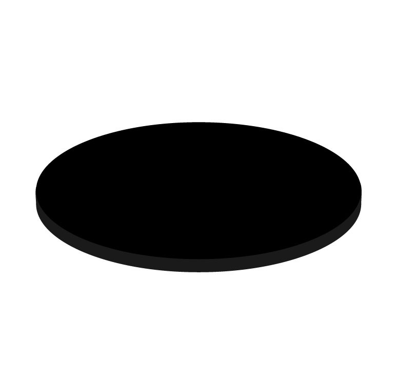 Piano redondo en laminado HPL negro, Ø 600 mm, espesor 10 mm