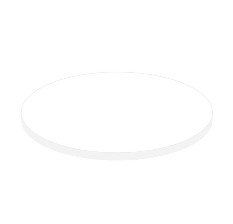 Plano redondo en estratificado HPL blanco, Ø 800 mm, espesor 10 mm