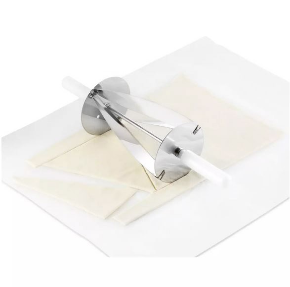 Rodillo cortador de croissants simple de acero inoxidable con asas de polietileno