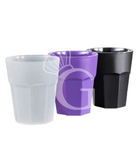 Vaso de polipropileno de 60/90 mm de diámetro y H 106 mm. Blanco, rojo , negro