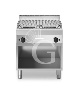 Parrilla a gas sobre mueble con 2 zonas de cocción en acero y profundidad 700 mm