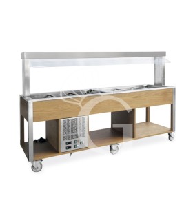 Carrito para buffet mixto frío/caliente temp. +4°C/10°C (frío) +60°C/+90°C (caliente) – color Rovere