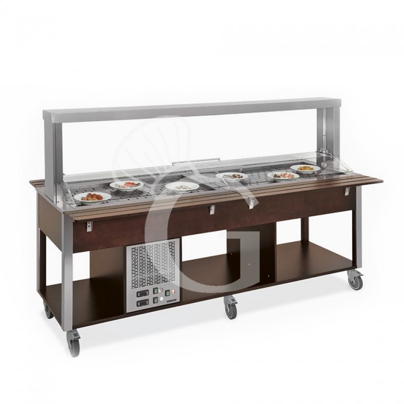 Carrito para buffet mixto caliente/frío temp. +4°C/10°C (frío) +60°C/+90°C (caliente) - color Wengé
