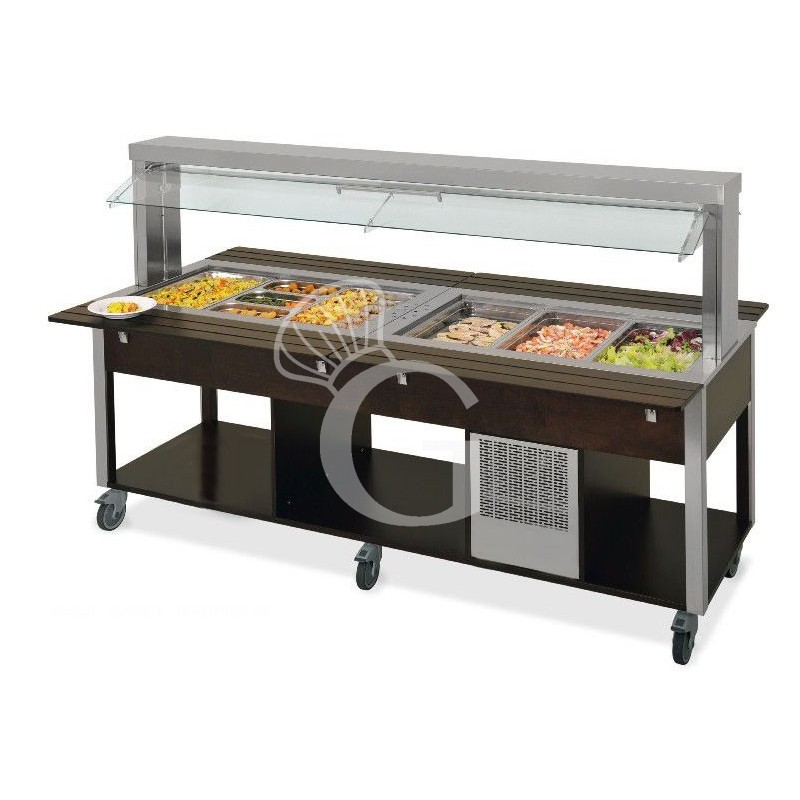 Carrito para buffet mixto caliente/frío temp. +4°C/10°C (frío) +60°C/+90°C (caliente) - color Wengé