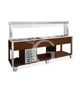 Carrito para buffet mixto caliente/frío temp. +4°C/10°C (frío) +60°C/+90°C (caliente) - color Wengé