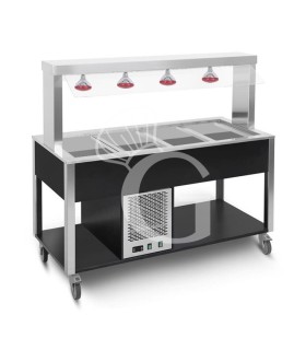 Carrito para buffet caliente con protector fijo temperatura +30°C/+90°C - color Negro