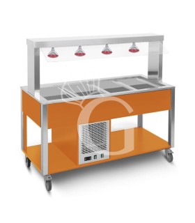 Carrito para buffet caliente con protector fijo temperatura +30°C/+90°C - color RAL