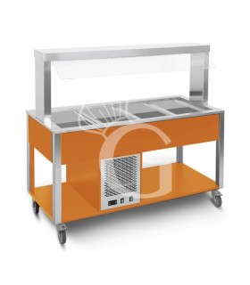 Carrito para buffet frío con protector fijo, iluminación LED, temperatura +4°C/+10°C - color RAL