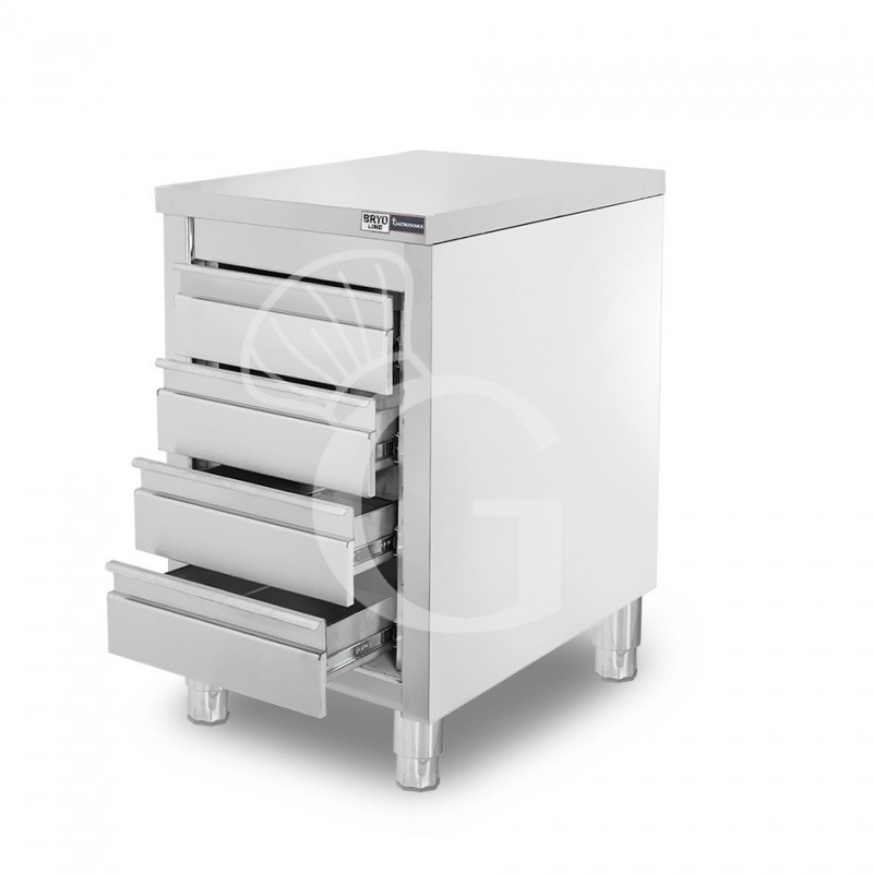 Cajonera con 4 cajones, longitud 500 mm x profundidad 600 mm x altura 855 mm