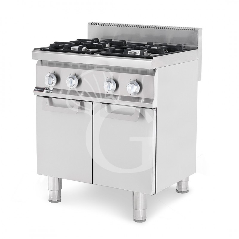 Cocina profesional a gas 4 fuegos armario cerrado profundidad 700 mm
