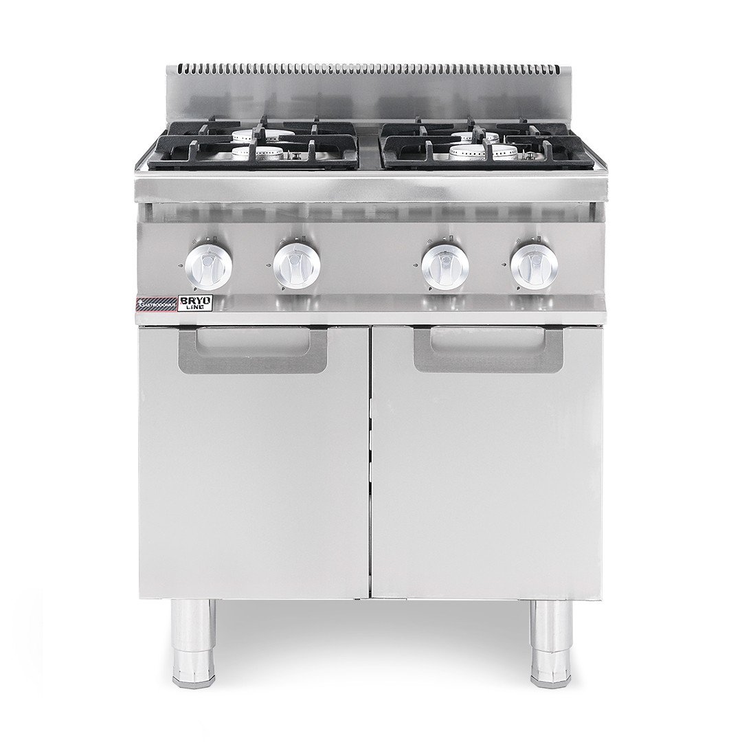 Cocina profesional a gas 4 fuegos armario cerrado profundidad 700 mm