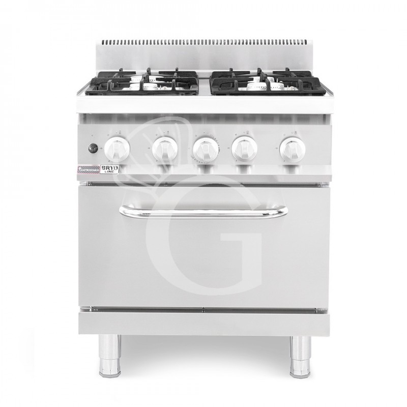 Cocina de gas con 4 fuegos, horno de gas estático, profundidad 700 mm