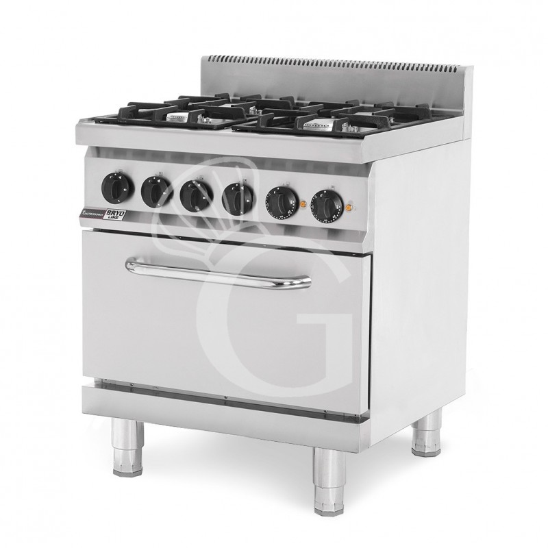 Cocina de gas con 4 fuegos, horno eléctrico estático, profundidad 700 mm