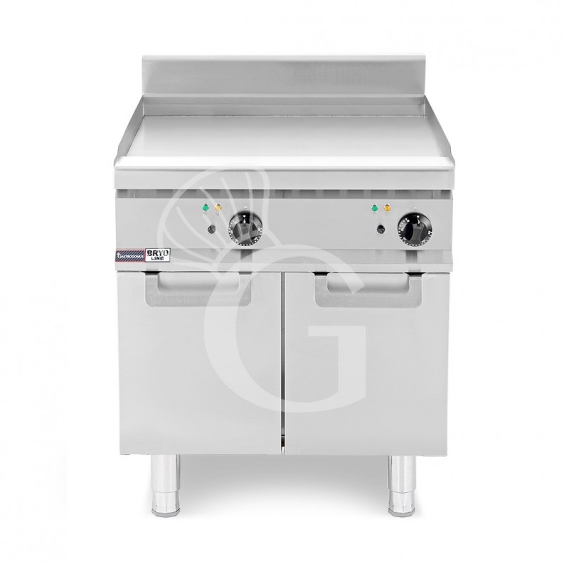 Fry top eléctrico sobre armario cerrado plancha lisa simple D 700 mm