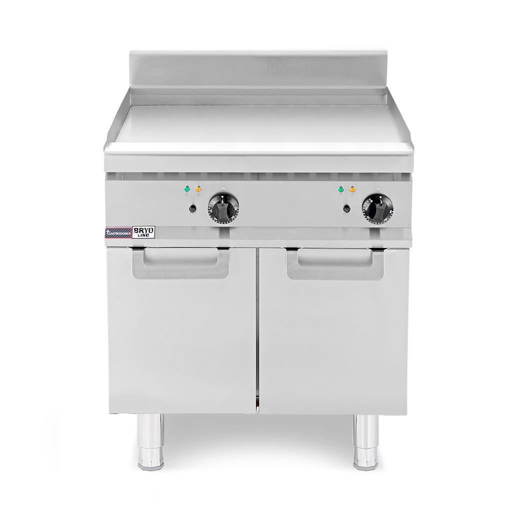 Fry top eléctrico sobre armario cerrado plancha lisa simple D 700 mm