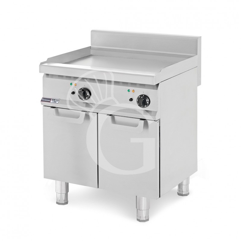Fry top eléctrico sobre armario cerrado plancha lisa simple D 700 mm