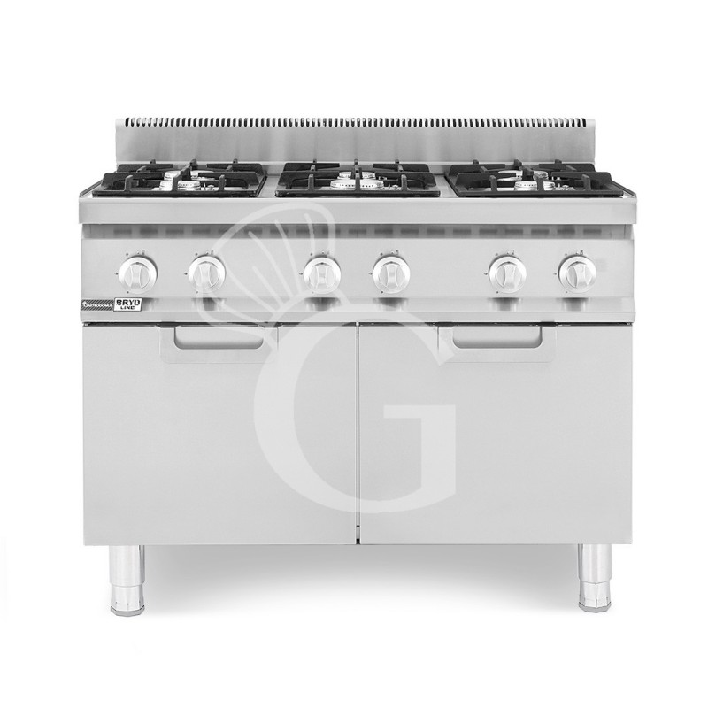 Cocina de gas con 6 fuegos con mueble cerrado, profundidad 700 mm Cocina de gas con 6 fuegos con mueble cerrado, profundidad 700 mm