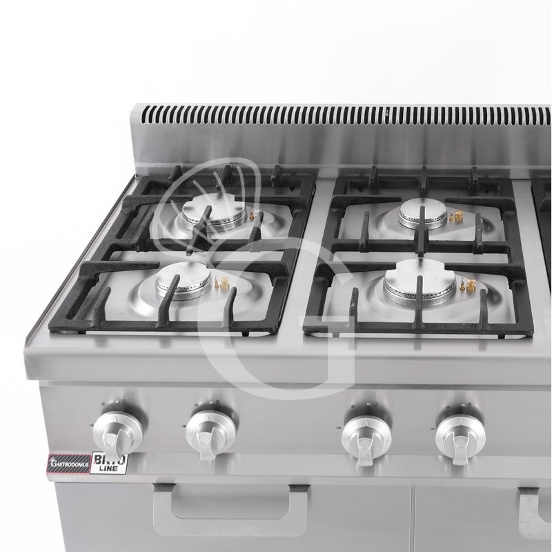 Cocina de gas con 6 fuegos con mueble cerrado, profundidad 700 mm