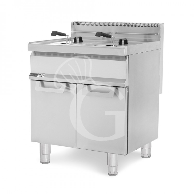 Freidora profesional de gas sobre mueble cerrado 2 cubas 20 LT + 20 LT 31 Kw