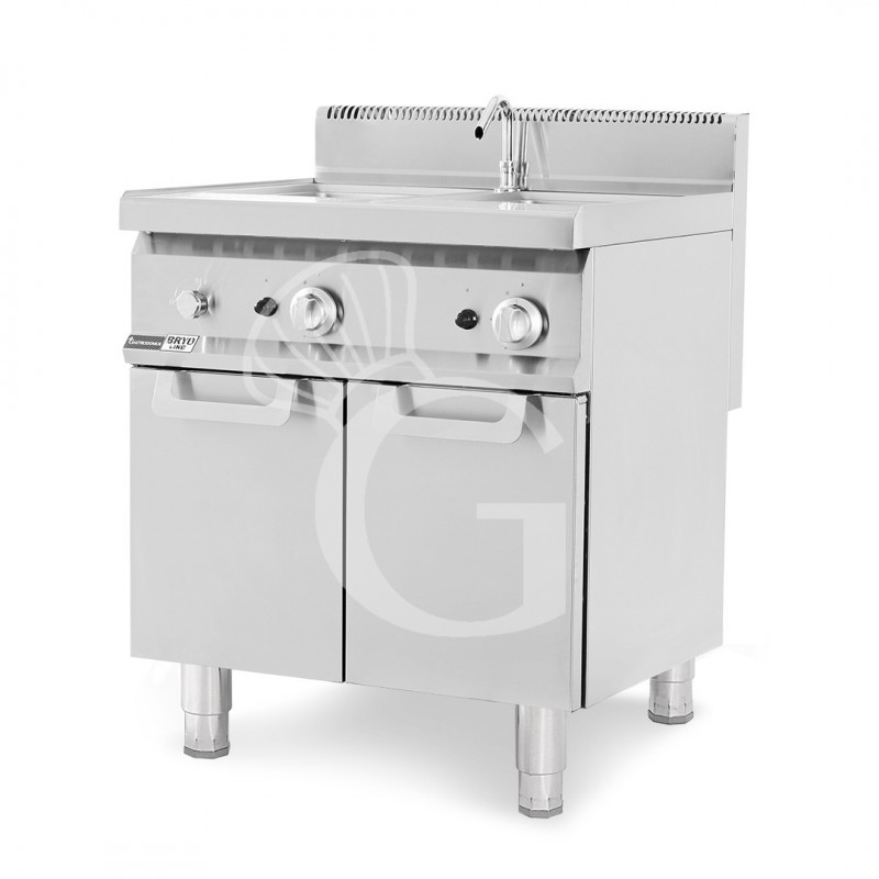 Cocedor de pasta a gas profesional sobre armario cerrado 2 cubas